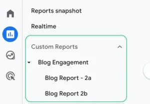 Custom reports in navigation