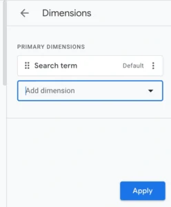 Adding search term dimension in Google Analytics